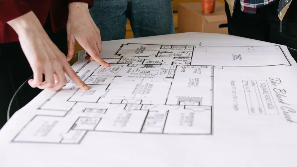 People reviewing a custom home floor plan during the design and planning process