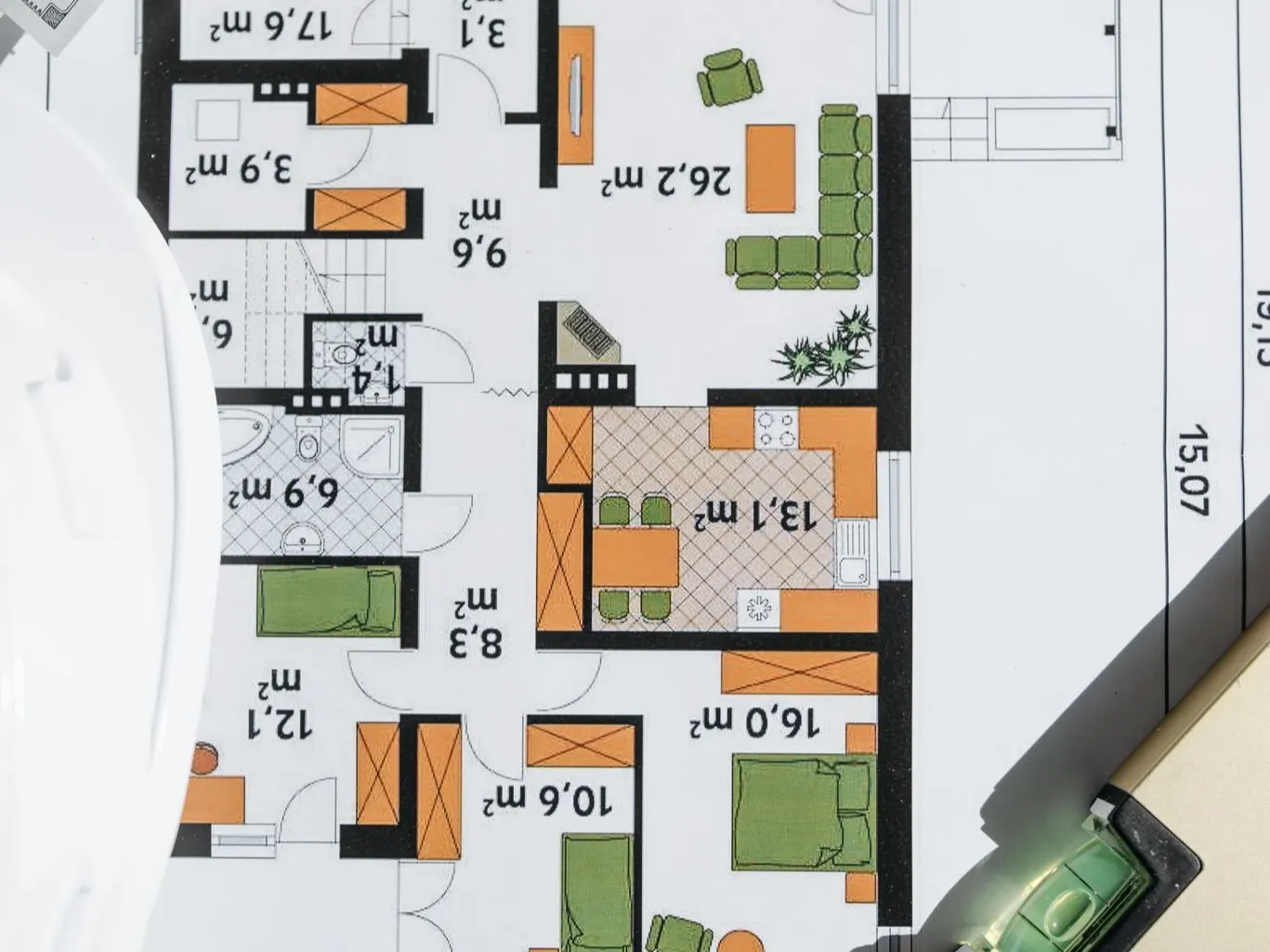 Detailed custom home floor plan used during the design-build planning process