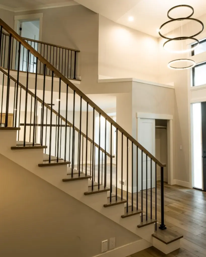 Modern custom home staircase and entryway interior by LOYL Construction