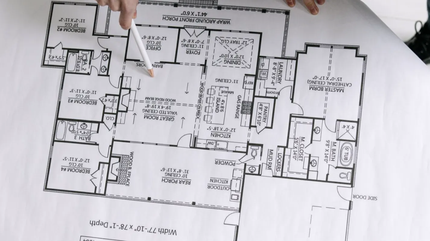 Custom home floor plan reviewed during the LOYL Construction planning phase