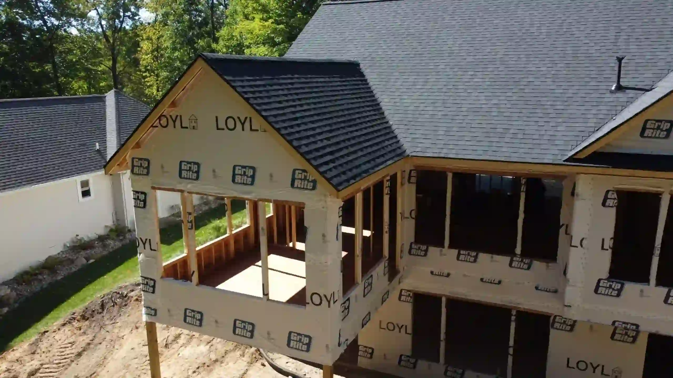 Custom home under construction by LOYL Construction in Grand Rapids, Michigan.